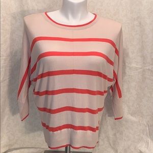 Loft cream and coral striped dolman sleeve sweater
